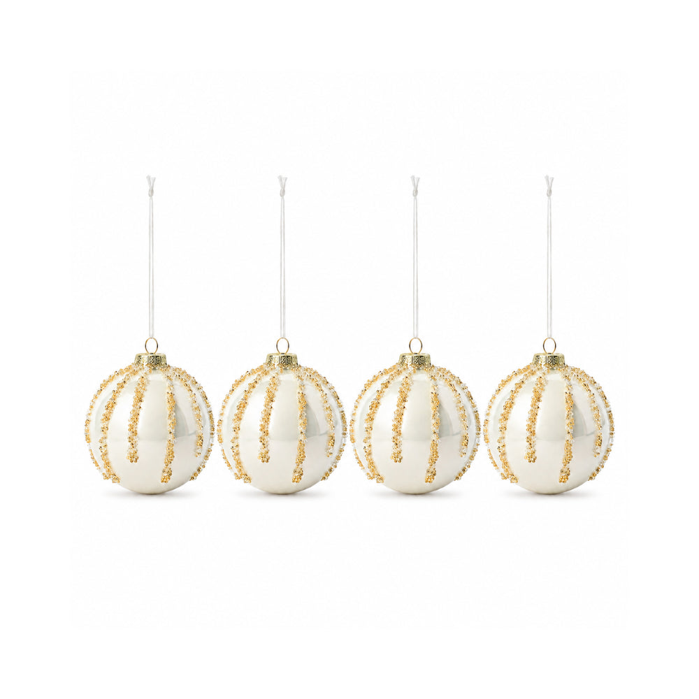 Plum Pudding Christmas Glass Christmas Ornament 4pk Silver and Gold